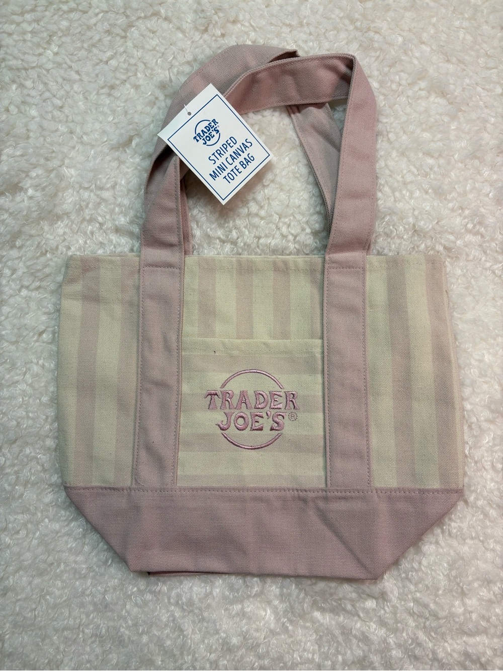 limited edition trader joe’s striped mini tote